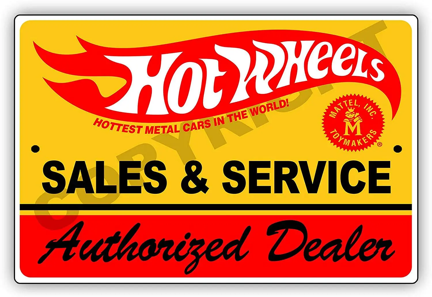 

Afterprints Hot Wheels Sales & Service Authorized Dealer Unique Novelty Awareness Notice Aluminum Metal Sign 8"x12"