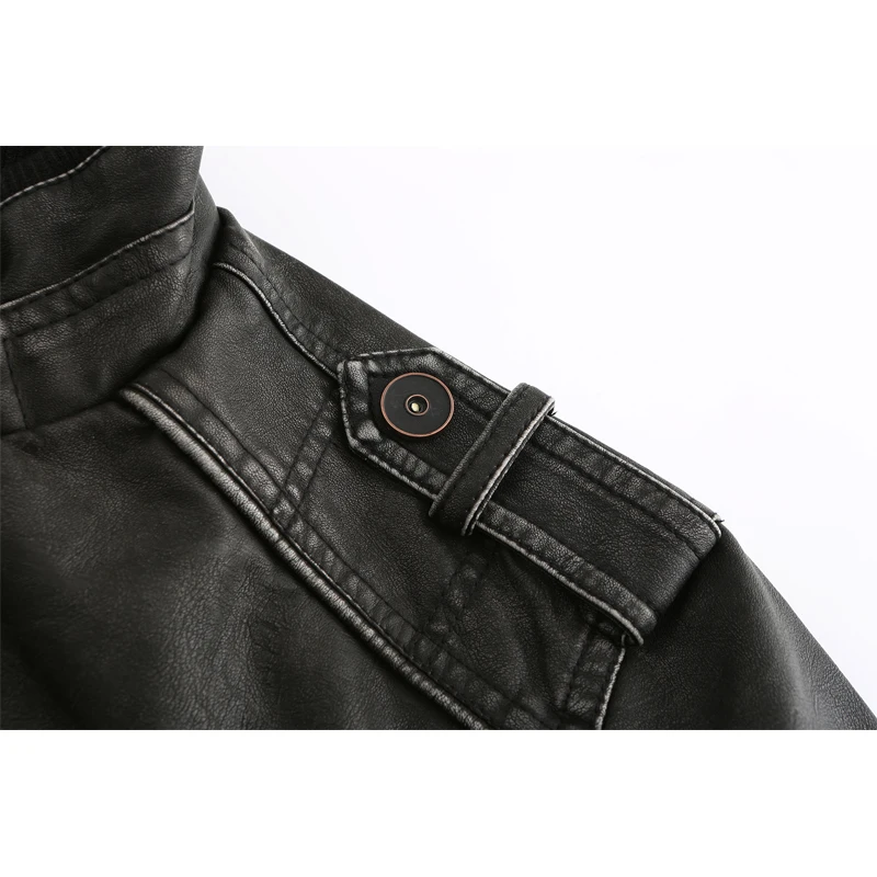 

2020 Men's PU Leather Jacket Casual Thick Motorcycle Leather Jacket Winter Windproof Coat EU Size Male SA955