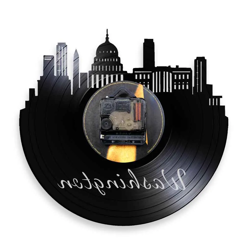 Настенные часы с виниловой пластиной Сиэтл Вашингтон сильная башня | Дом и сад