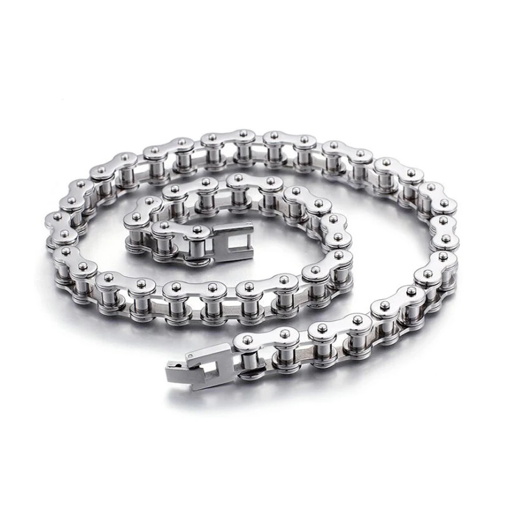 Панк Рок 11 мм Широкое Ожерелье велосипед браслет мужской серебряный цвет 316