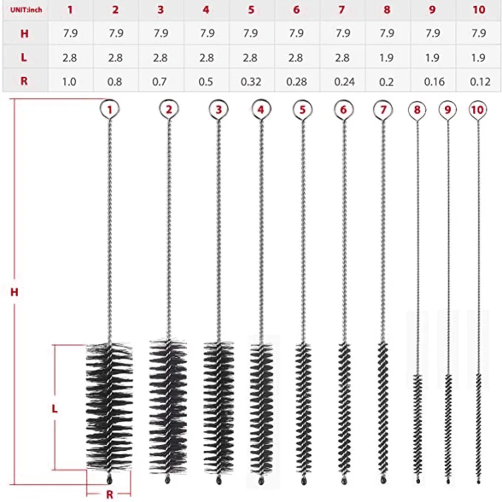 

10pcs Bottle Cleaning Brush Set Nylon Keyaboard Tubes Kettle Straw Multifunctional Long Handle Cleaning Brushes for Home Kitchen
