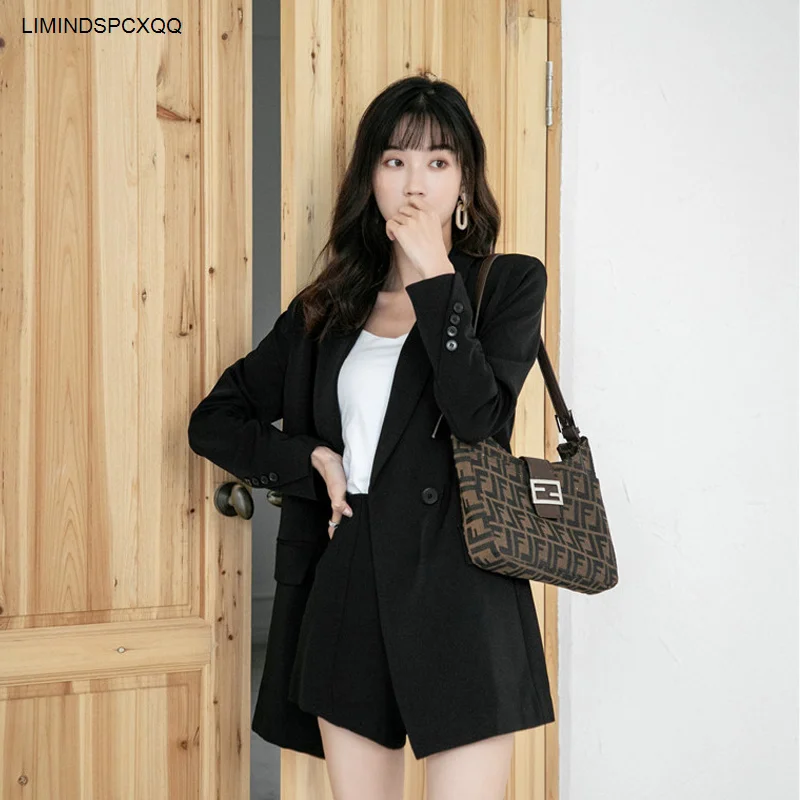 Женские блейзеры черные элегантные модные повседневные однотонные свободные