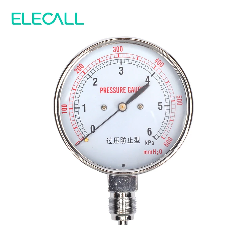 

ELECALL New YE-75 0-6KPA G3/8' Air Diaphragm Pressure Gauge Phosphor Bronze Film Box Pressure Gauge Positive Pressure Meter