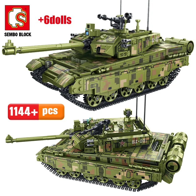 SEMBO 1144 шт. WW2 99A боевой Электрический Танк строительные блоки военная армия