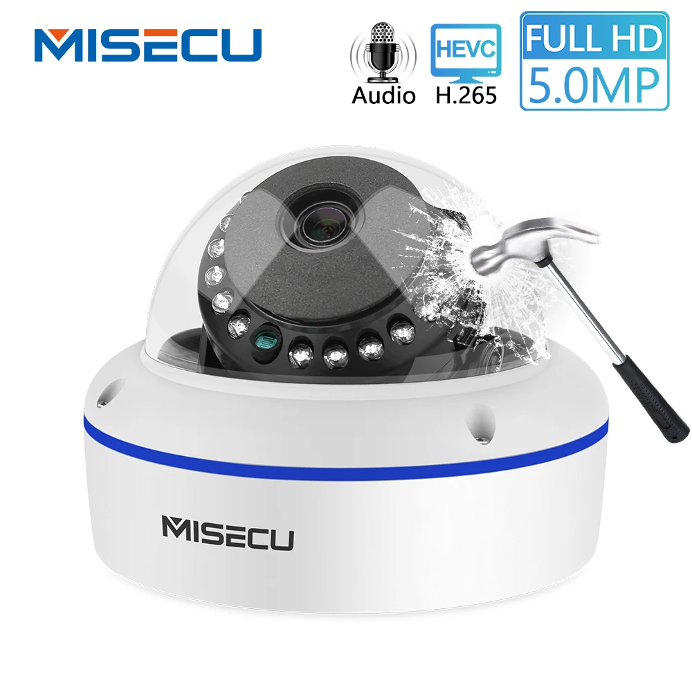 MISECU, супер HD, 5MP, 4MP, 2MP, IP камера наблюдения, POE, 1080 P, аудио микрофон, купольная камера безопасности для помещений, электронная почта, нажмите ONVIF P2P