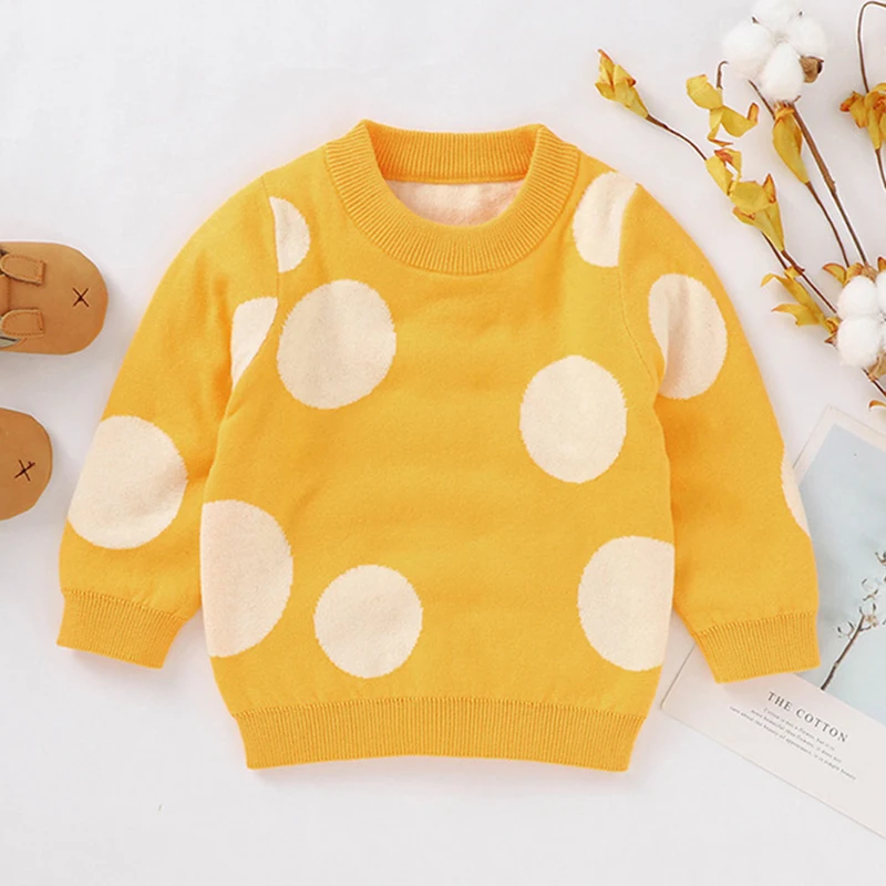 

Детский трикотажный свитер с длинным рукавом, в горошек