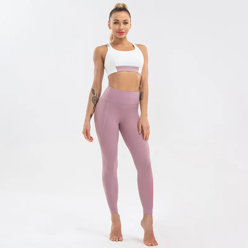 

New Spandex Yoga Suit with Pocket Legging Women for Fitness Sports Bra Tights Workout Yoga Set Gym Clothe 2 piece set women