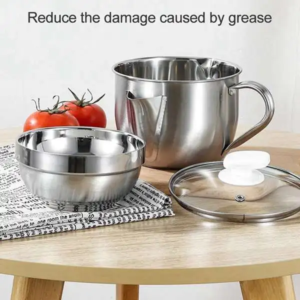 1000Ml Stainless Steel Soup Oil Separator Filter Fats With Lid Cooking Strainer | Дом и сад