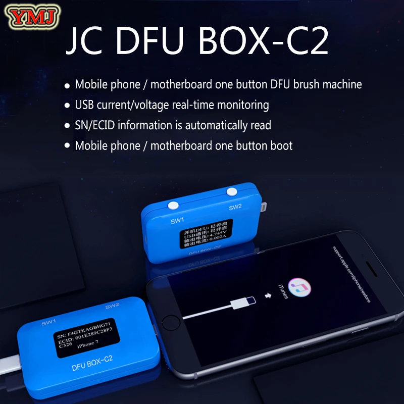 

Плата JC DFU BOX C2 для iPhone материнская плата один ключ DFU iOS восстановление/Запуск SN/ECID считыватель USB детектор тока/напряжения