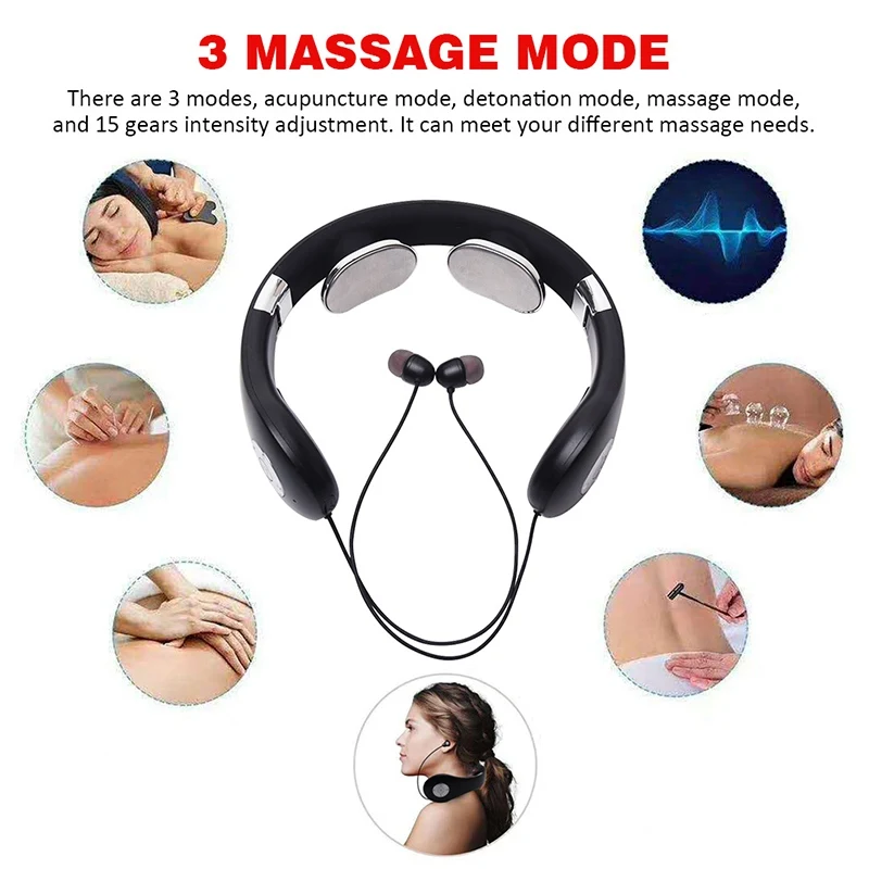 

V5.0 Bluetooth Headset Intelligent Cervical Massage Feature Hot Compress Neck-mounted Earphones With 750mAh Battery