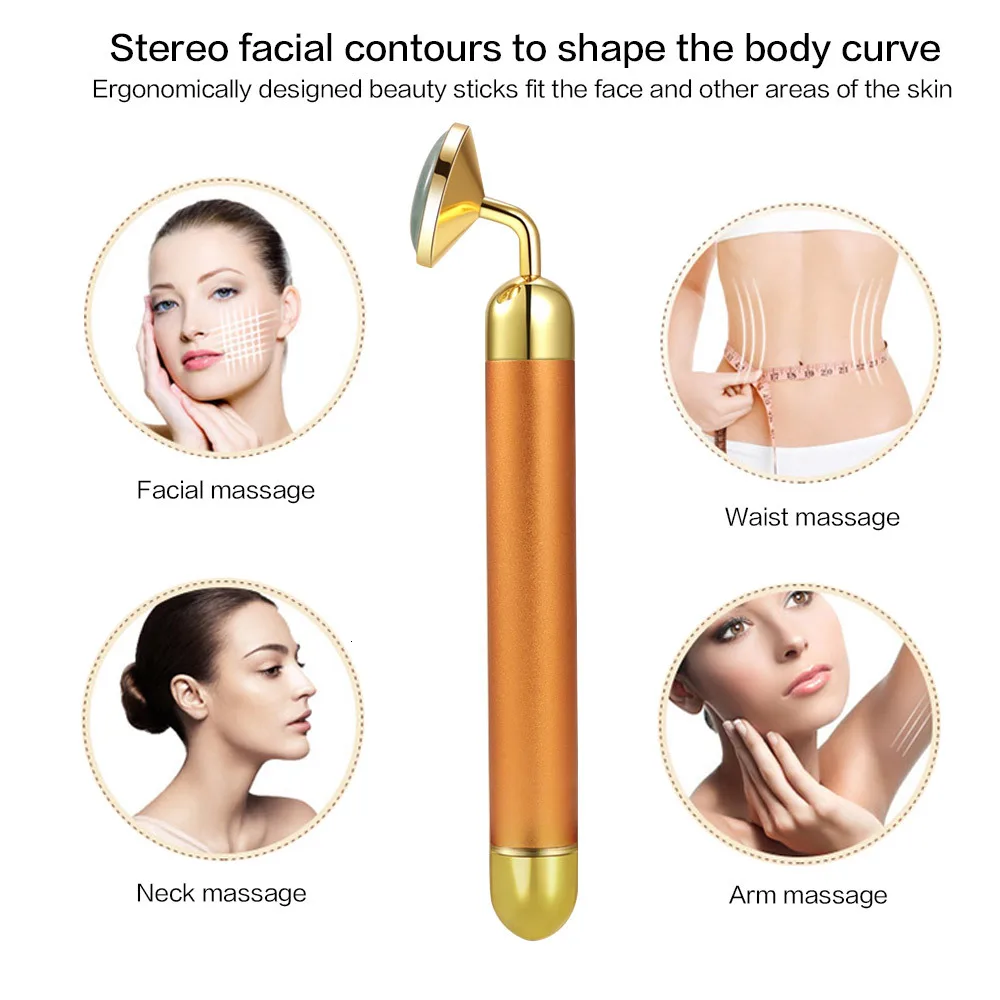 24K beauty Bar V лицо артефакт подтяжка лица палка для массажа лица нефритовый роликовый лицевой спа-массаж для тела