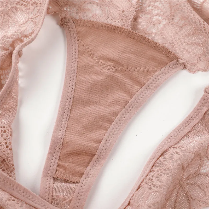 

3pcs/lot Soft Lace Lady Thongs Sexy Hollow Out G String Low Waist Solid Color T-back Cotton Crotch Fabric Women Panties 30