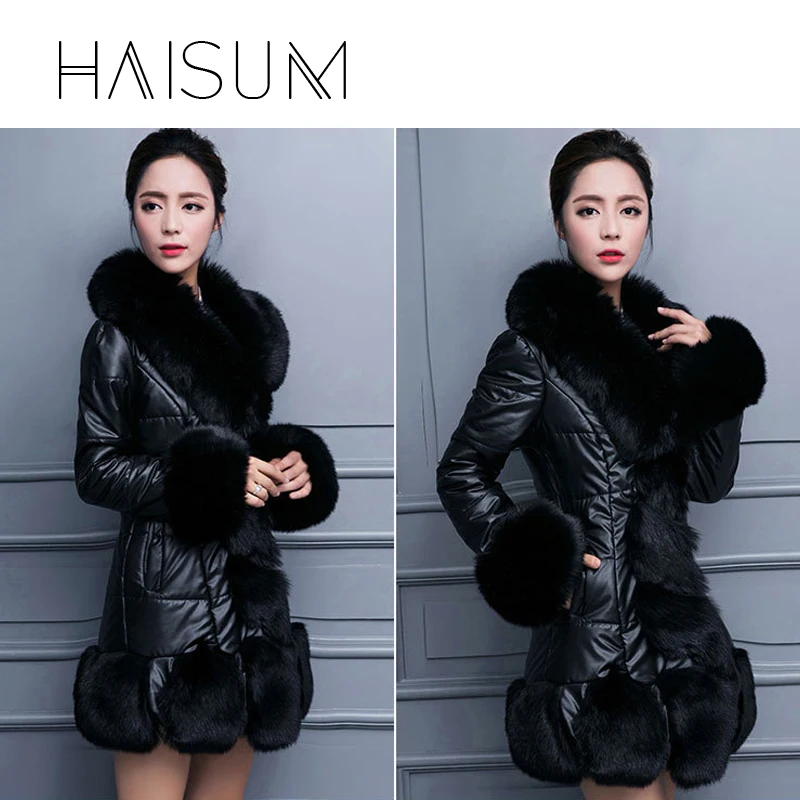 Женское пальто с искусственным мехом Nv043 длинное теплое зимнее 4 вида цветов