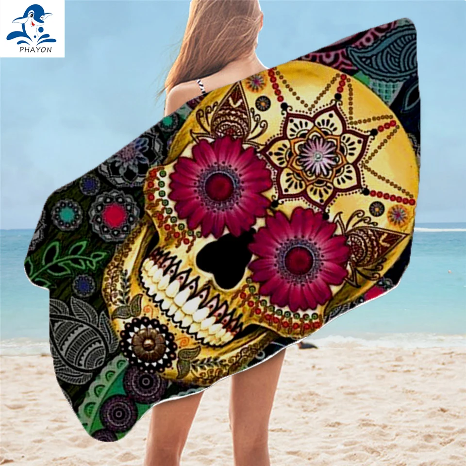 

PHAYON Tribal Skeleton Beach Towel For Adult Quick-dry Microfiber Bath Towel Beach Mat 150*75cm Surf Robe Blanket Sport Towels