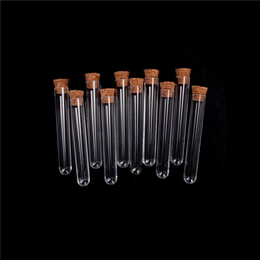 

10pcs/lot 20ml Plastic Test Tube With Cork 15*100mm Clear Lab Experiment Favor Gift Tube Refillable Bottle