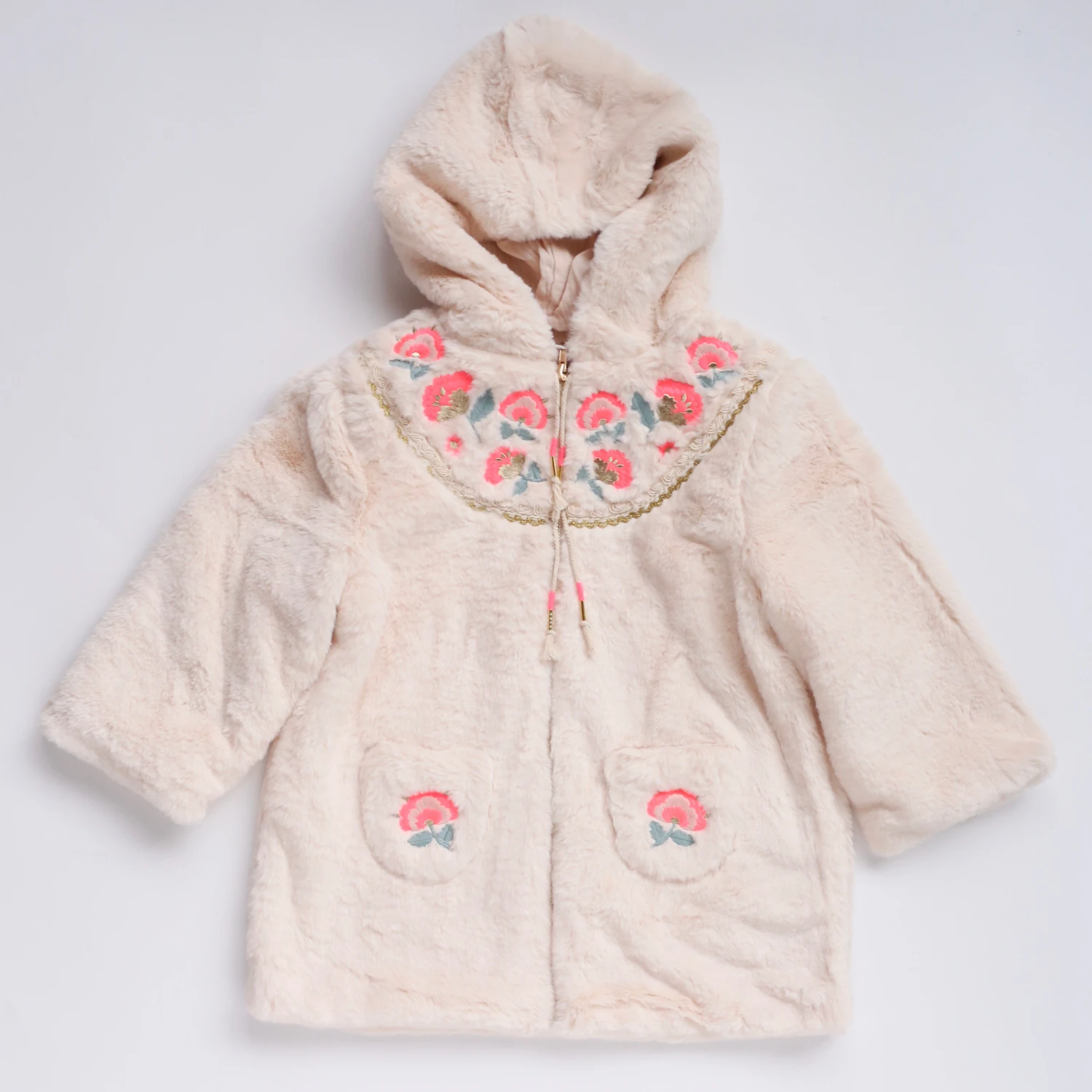 Детская куртка 2019 Lou & M брендовая новая зимняя бархатная для девочек с цветочной