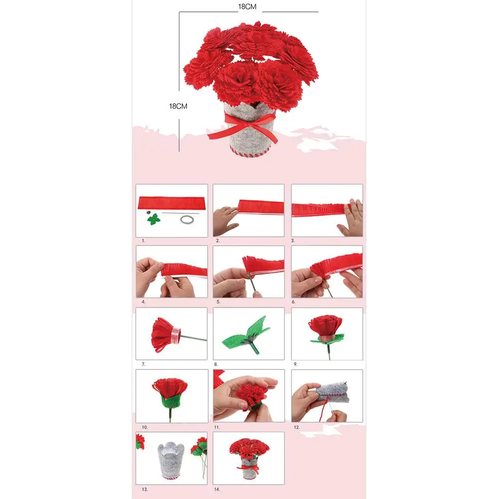 Children DIY Handmade Flower Crafts Toy Non-woven Kindergarten Manual Material Package Home Creative Decorative Bouquet | Игрушки и