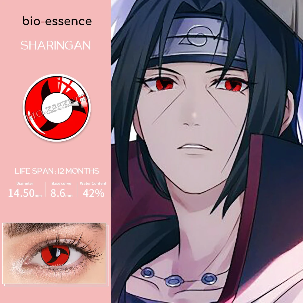 

Bio-essence 2Pcs/Pcs Cosplay Contact Lenses Anime Hatake Lens Cosmetic Kakashi Lenses Anime Sharingan Lentillas Rojas Cosplay