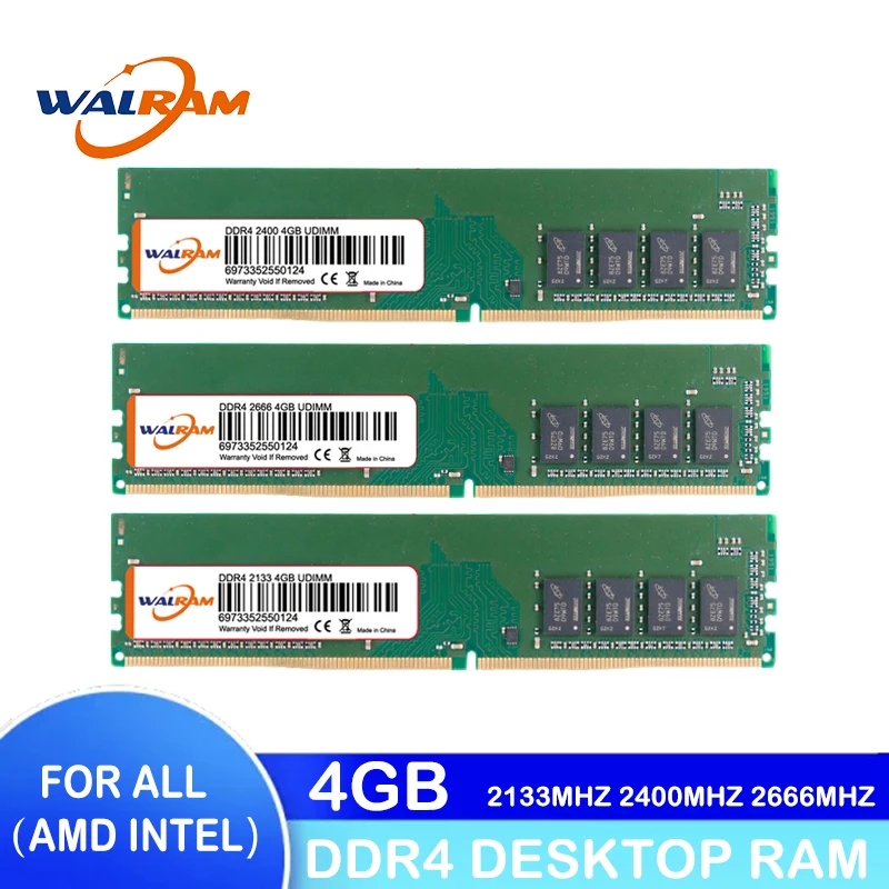 

WALRAM memoria ram ddr4 4GB 2133MHZ 2400MHz 2666MHZ Desktop Memory RAM Desktop Memory RAM 288pin 1.2V Non-ECC DIMM Intel &AMD