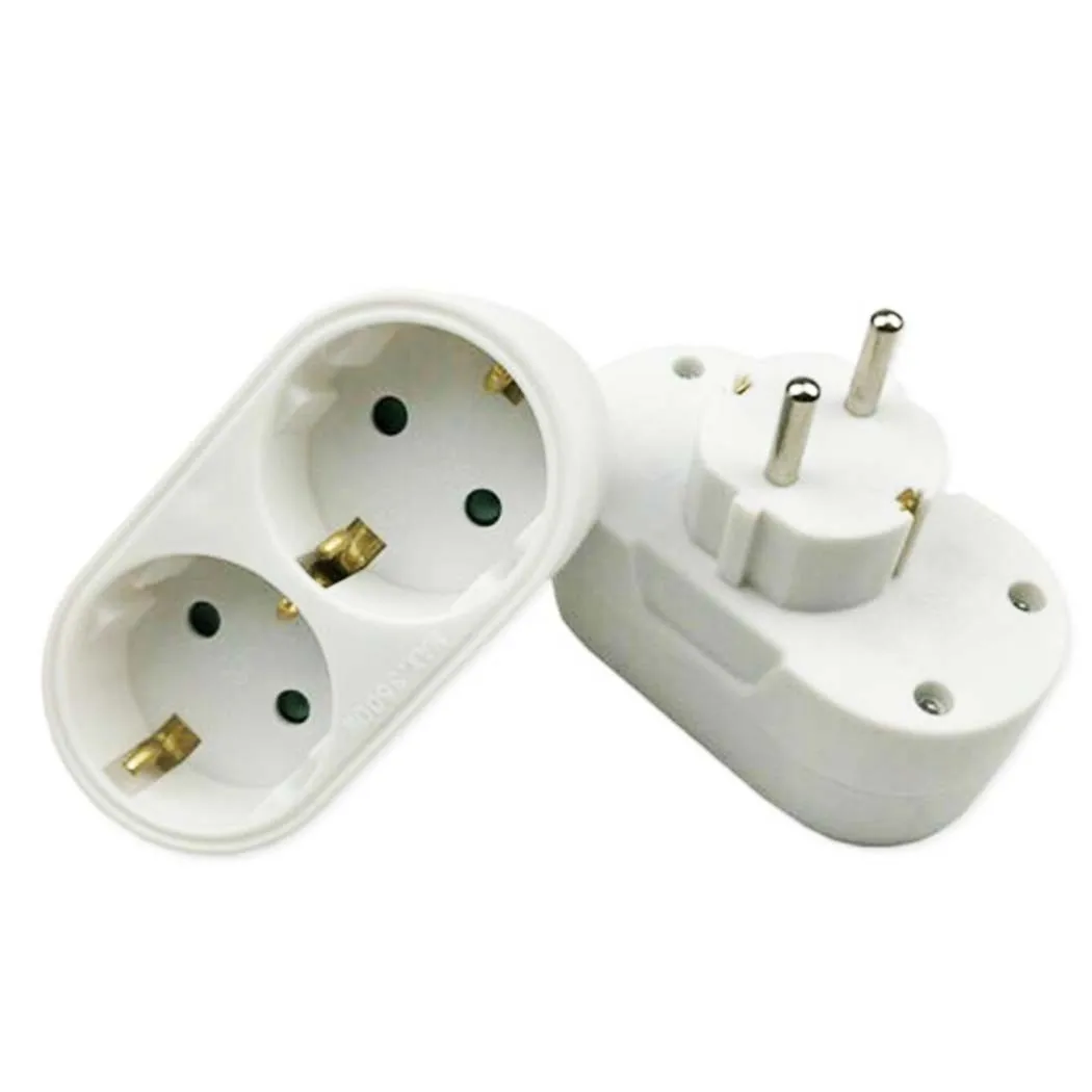 

Upright Double Socket, Wall Powerpoints With Plug,EU German Conversion Plug 1 TO 2 Power Outlet Travel Socket Adapter