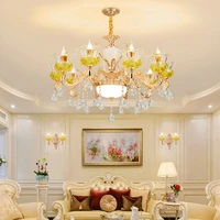 european crystal chandelier lighting luxury living room decoration chandelier retro villa hotel glass crystal hanginglamp e14