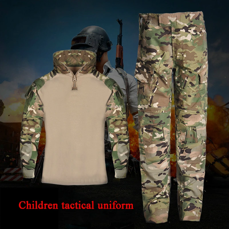 

Boys Girls Tactical Combat Training Suit Military Airsoft Paintball Children Uniform Kids Camouflage Clothing Set Shirt + Pants