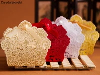 laser cut hollow lace flower whitegoldred candy box luxury wedding party sweets candy gift favour favors boxes