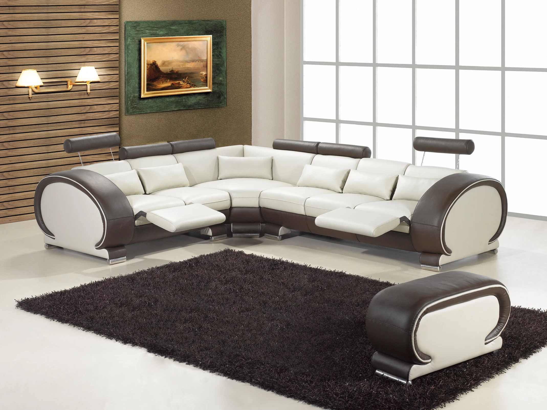 Дизайнерский современный первоклассный кожаный диван с откидывающейся спинкой