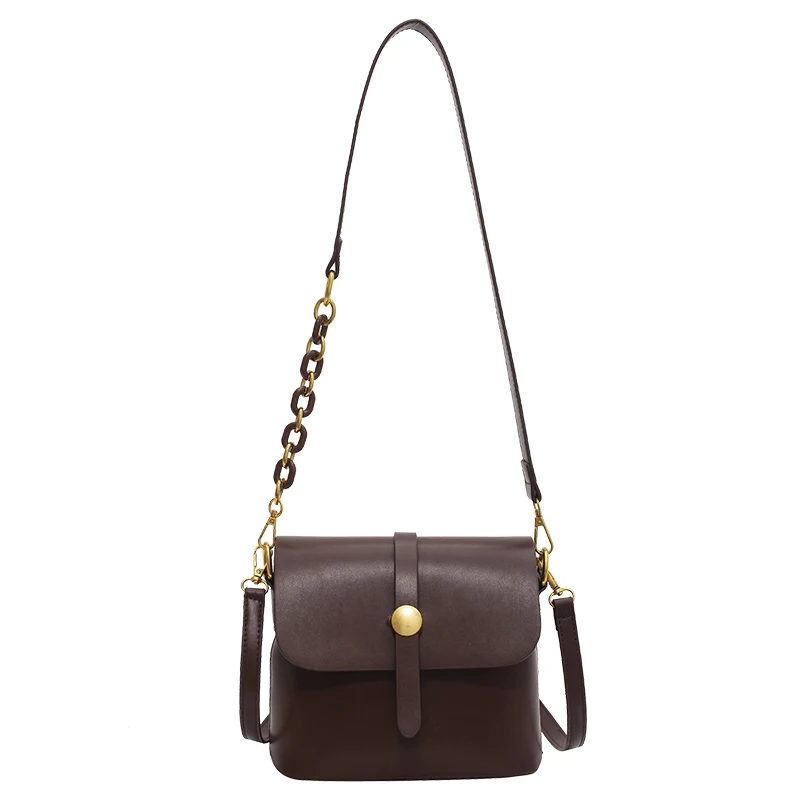 

Retro PU Leather Shoulder Crossbody Bags 2021 Small Chain Handbags and Purses Female Luxury Trending Purses