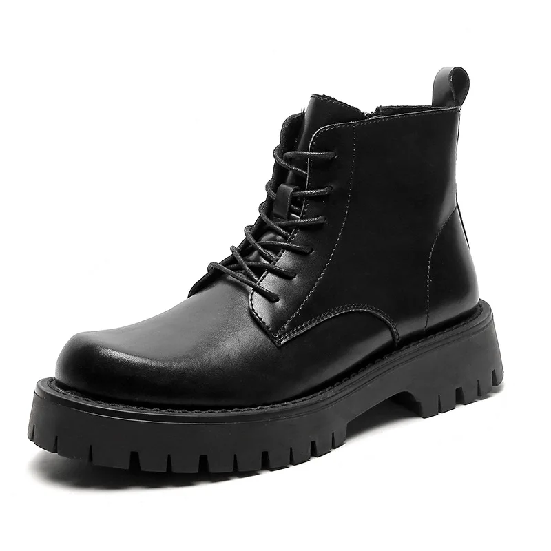 

Высококачественные мужские ботинки из искусственной кожи, деловые, зимние, Осенние, на молнии, на шнуровке, британские массивные Ботинки Че...