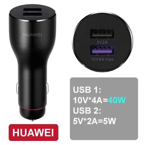 40W Max with Cable Автомобильное зарядное устройство huawei SuperCharge 22 Вт 40 Вт супер зарядное устройство для huawei mate 20 Pro Honor P20 - Тип штекера: 40W Max with Cable