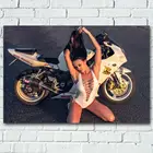 Постеры на холсте с изображением девушек, сексуальных женщин, с мотоциклами, спортивных велосипедов, настенные художественные картины для декора гостиной