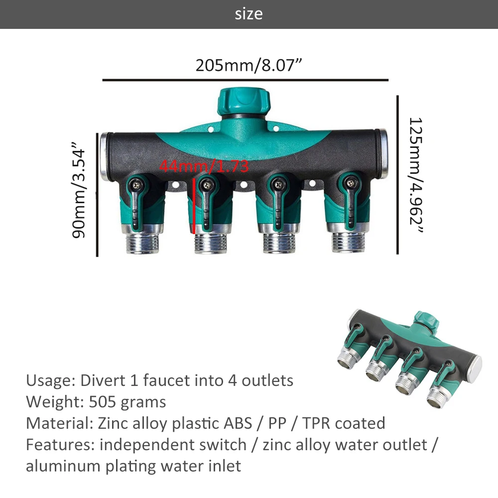 

Household garden hose plastic drip irrigation pipe manifold connector fourway faucet connector watering connector adapter faucet