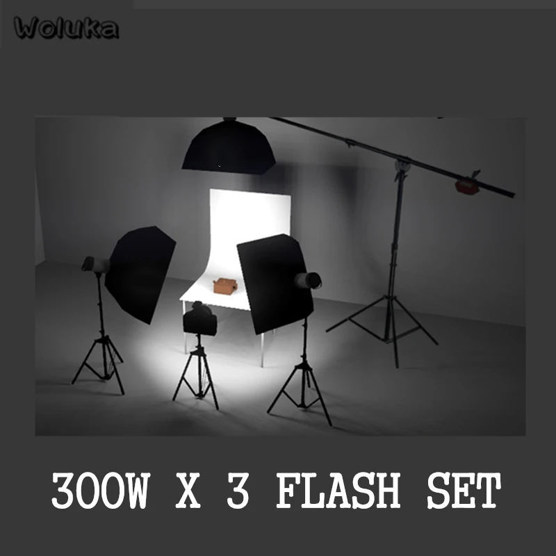 Фотостудия 3X300 Вт набор вспышек со столом для съемки софтбокс комплект