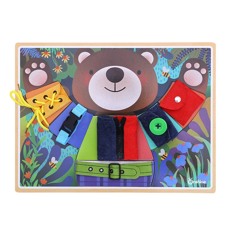 

Onshine Children's Educational Bear Basic Training Girl's and Boy's Early Education Hand Grip Dressing Matching Puzzle Board