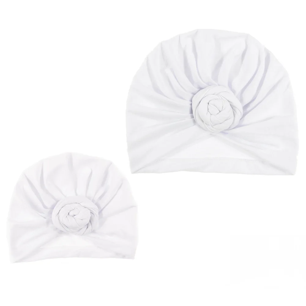 

Nishine Cute Mommy and Me Cotton Blend Rose Flower Hat Women Caps Girls Newborn Turban Hats Twist Knot Headwear Hair Accessories