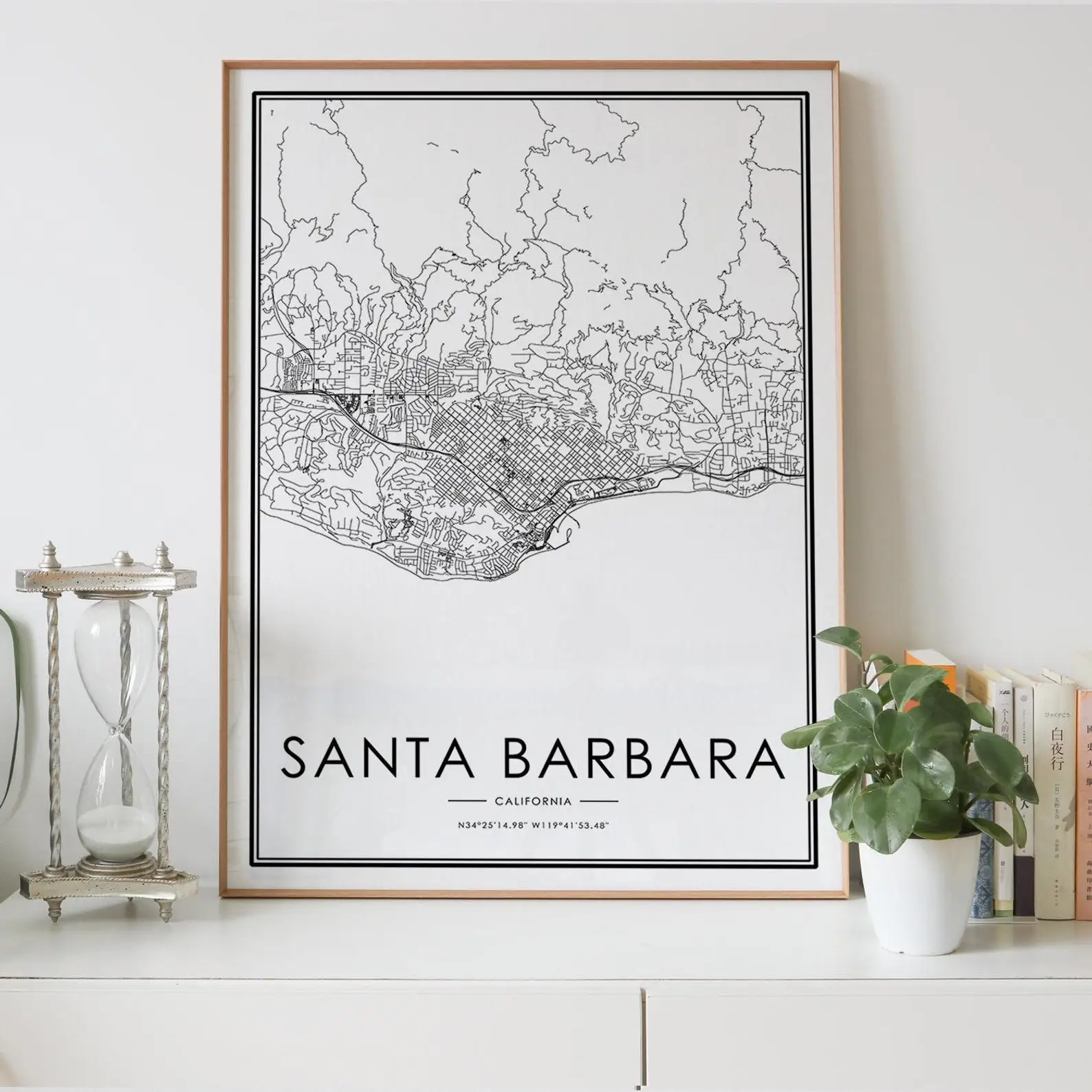 Карта города Санта-Барбара Калифорния США скандинавский Декор для гостиной