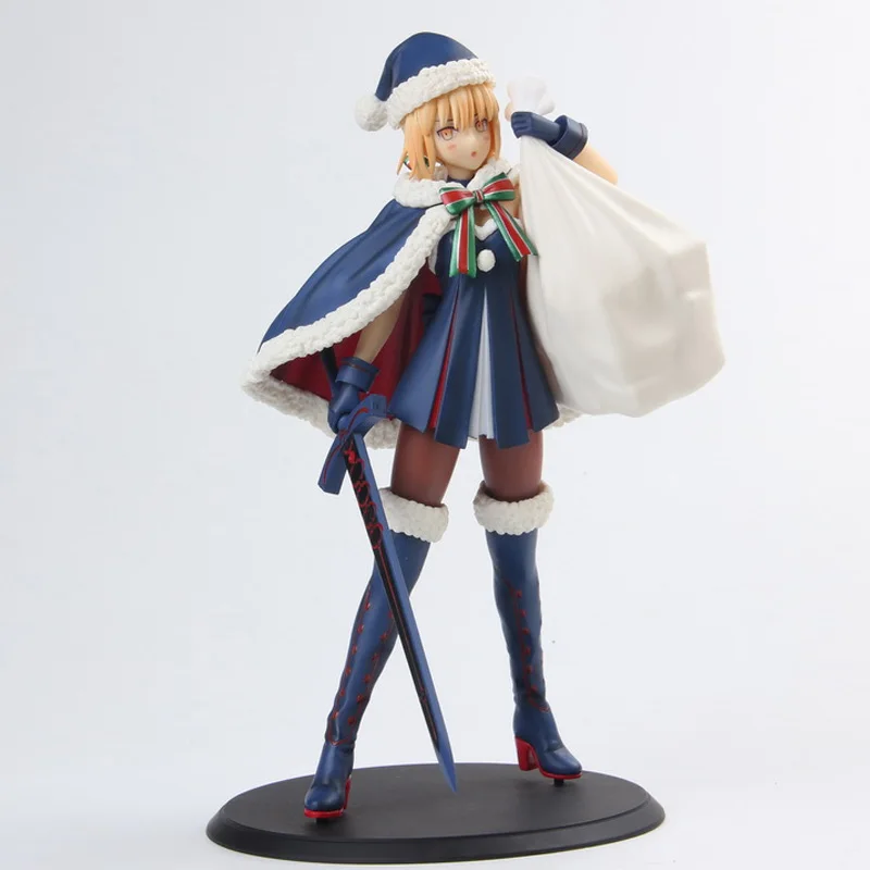 

23cm Fate stay night Saber Arturia Pendragon Christmas installed PVC Action Figures Toy Game Statue Collection Model Doll Gift