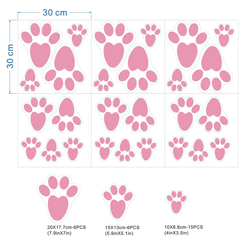 Счастливая Пасха наклейки на стену с изображением кроличьих следов яиц