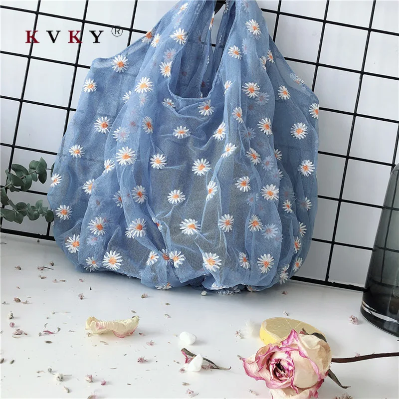 Новинка весны 2020 новые женские сумки в западном стиле вышитая ромашка фатиновая
