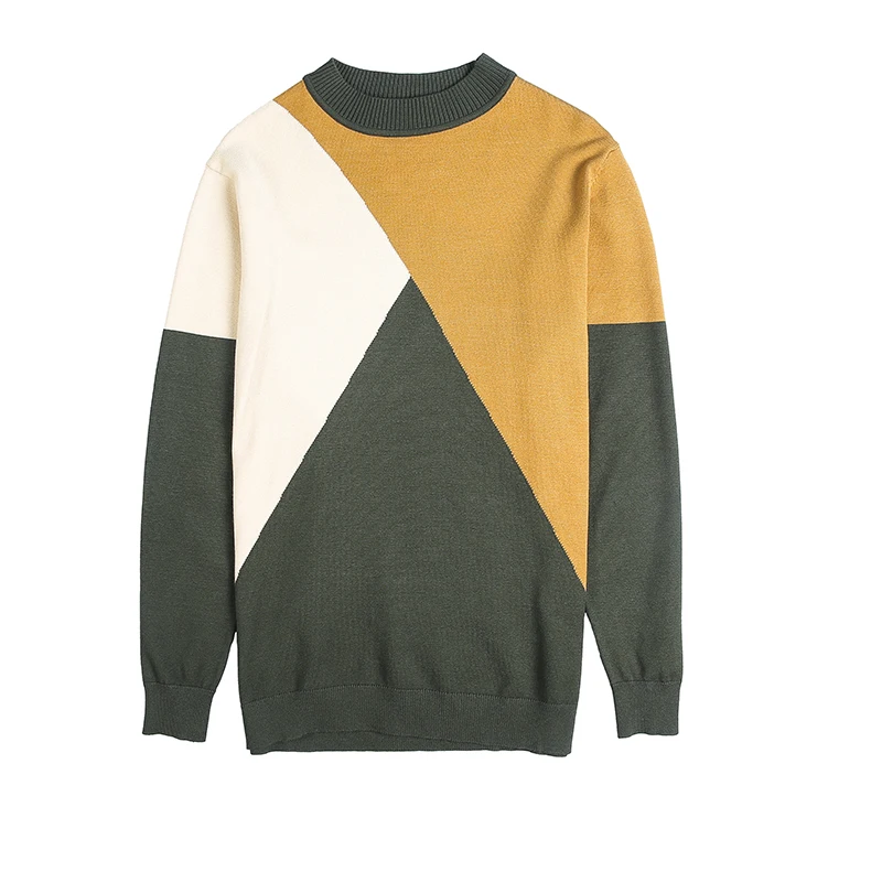 

Half Turtleneck Sweaters Men Business Casual Knitted Pullovers Autumn Winter Color Matching Slim Fit Knitwear Tops Male Clothing