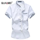 Рубашка мужская из ткани Оксфорд с короткими рукавами, Классическая блуза с карманами, деловая повседневная короткая белая, 5XL 6XL 7XL, лето 2021