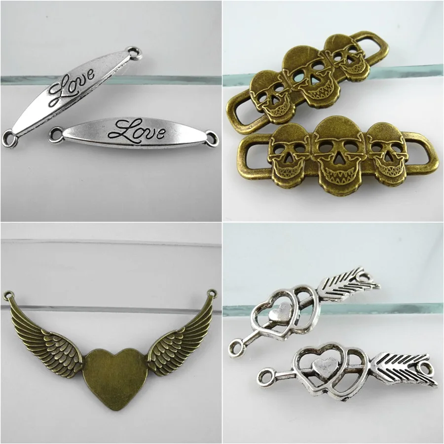 Бусины в форме сердца со словом прелести разъем старинное серебро бронза Цвет Love