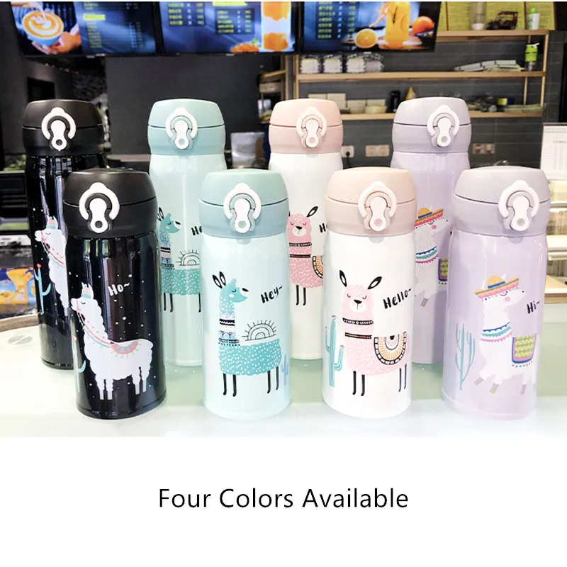 

350ml/500ml Cartoon Alpaca Thermos Mug Portable Cute Insulated Cup Stainless Steel Vacuum Flask Thermal Bottle Tumbler Thermocup