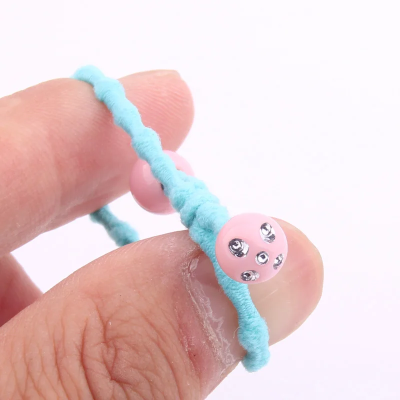 2020 Newest Summer Hairdress For Girls Cute Multicolor Crystal Charms Beads Elastic Hair Bands Expandex Cotton Knots Rubber Band | Детская