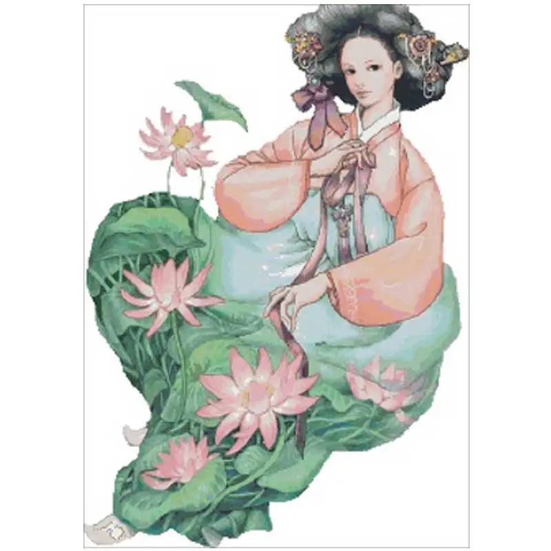 

Lotus girl, 11CT 14CT 18CT, DIY