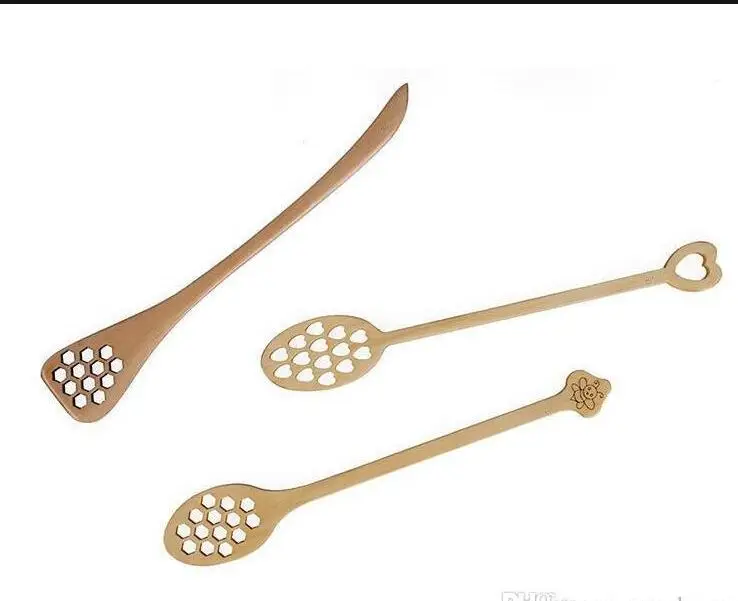 Cucharas de madera para miel y caf&eacute;, cuchara larga para mezclar, herramientas de abeja, agitador de miel, palo agitador, tallado de madera, Stirri-2