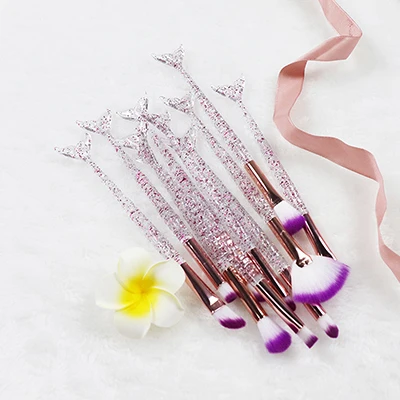 Mermaid Purple Dighealth 10 шт. Единорог макияж кисти набор профессиональных с украшением в виде кристаллов спиральная ручка пудра Make Up кисть, косметические инструменты - Handle Color: Mermaid Purple