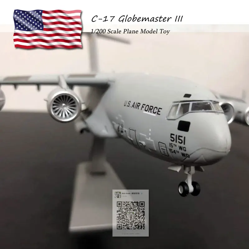 Модель самолета WLTK в масштабе 1/200 C 17 Globemaster III модель военного из литого металла