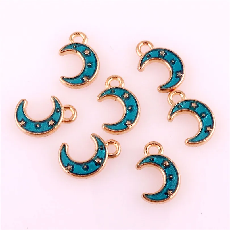 22975 small moon 30 шт. смешанные золотые металлические синие эмалированные Подвески Вселенная Звездное Ювелирное Украшение подвески для крафтовые Серьги Браслет подвесные элементы - Окраска металла: 22975 small moon
